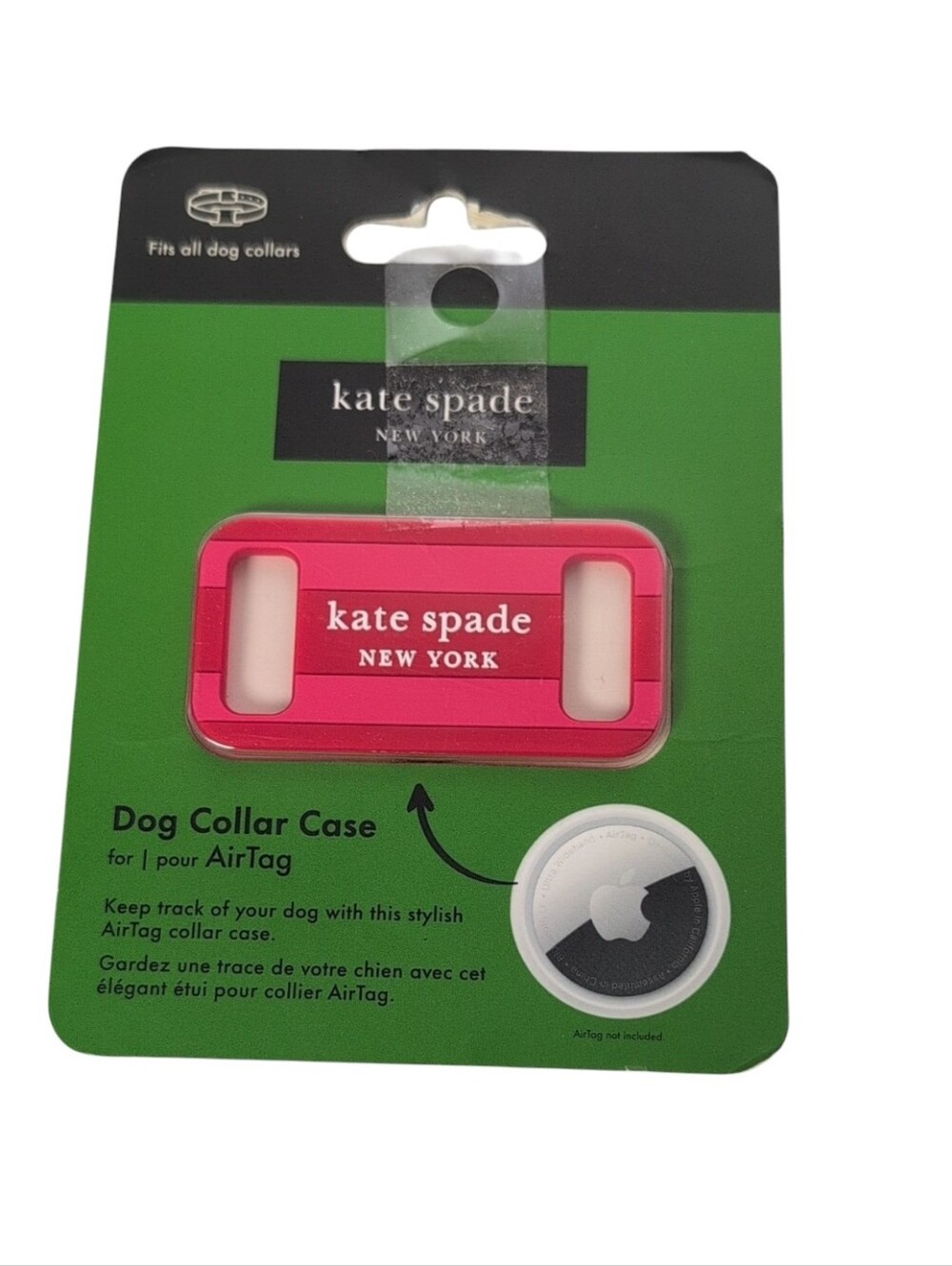 Kate Spade AirTag Case Holder for Dog Collar Seaside Stripe